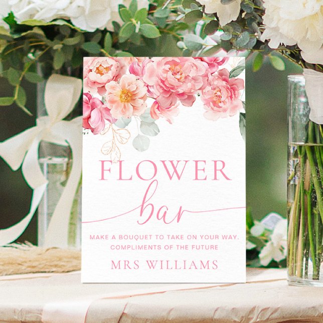 Poster Panneau de la barre de fleurs florales Piper Peony (Flower Bar Sign Piper Peony )