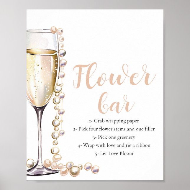Poster Panneau de la barre de fleurs Gold Pearl & Prosecc (Devant)