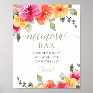 Poster Panneau de la barre de mimosa fleurie colorée