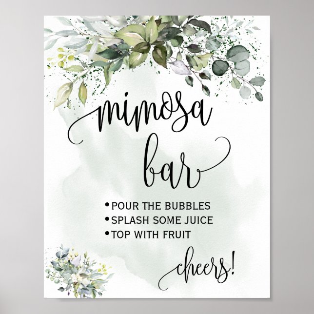 Poster Panneau de la barre de Mimosa wedding shower marié (Devant)