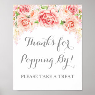 Poster Panneau de la barre de pop-corn Aquarelle rose Flo