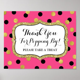 Poster Panneau de la barre de pop rose Noir Confetti