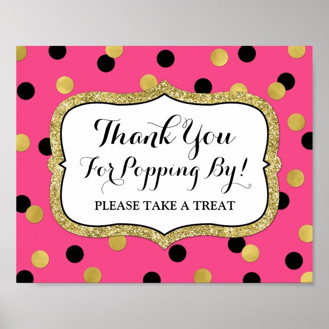 Poster Panneau de la barre de pop rose Noir Confetti (Devant)