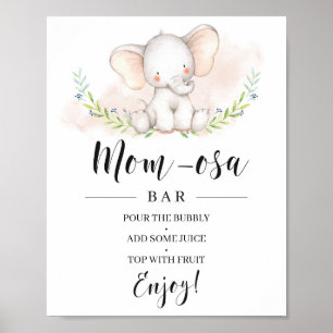 Poster Panneau de la barre d'éléphants pour fille Baby sh