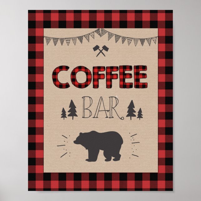 Poster Panneau de la barre du café Lumberjack Panneau de  (Devant)