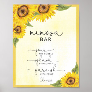 Poster Panneau de la barre du mimosa de tournesol aquarel