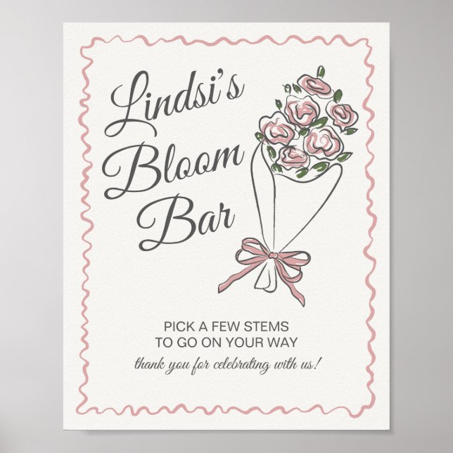 Poster Panneau de la barre Fleur Rose Fleur Fraîche (Devant)