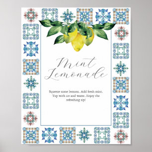 Poster Panneau de la barre Lemers et Carrelage bleu Amalf