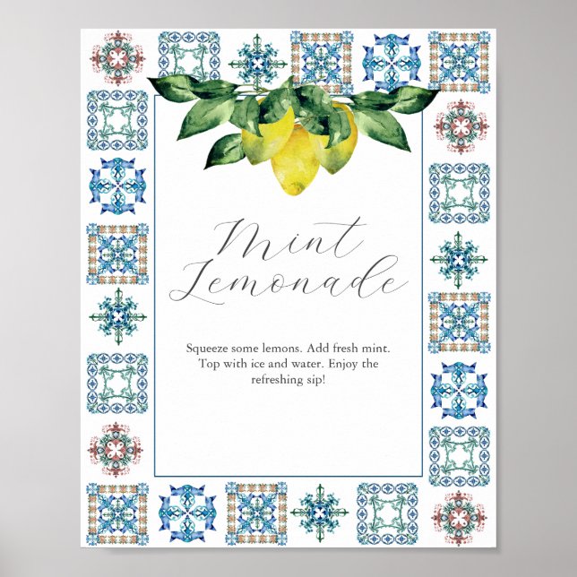 Poster Panneau de la barre Lemers et Carrelage bleu Amalf (Devant)