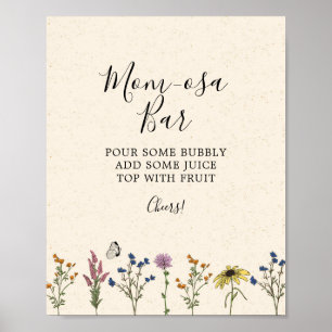 Poster Panneau de la barre Maman-osa du Baby shower Fleur