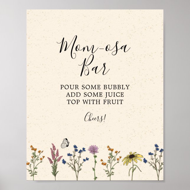 Poster Panneau de la barre Maman-osa du Baby shower Fleur (Devant)