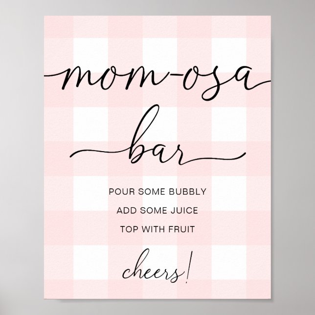 Poster Panneau de la barre Maman-Osa En vichy Baby shower (Devant)
