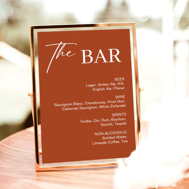 Poster Panneau de la barre Mariage Boho Terracotta (Créateur téléchargé)