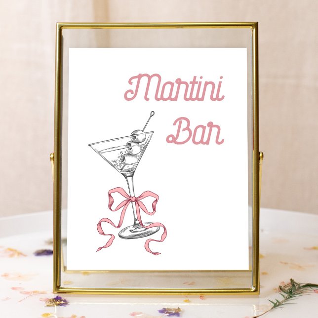 Poster Panneau de la barre Martini Bois Rose Aquarelle Ma (Créateur téléchargé)