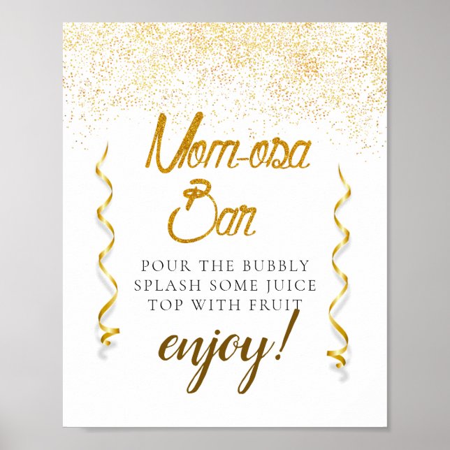 Poster Panneau de la barre Mimosa Baby shower élégante (Devant)