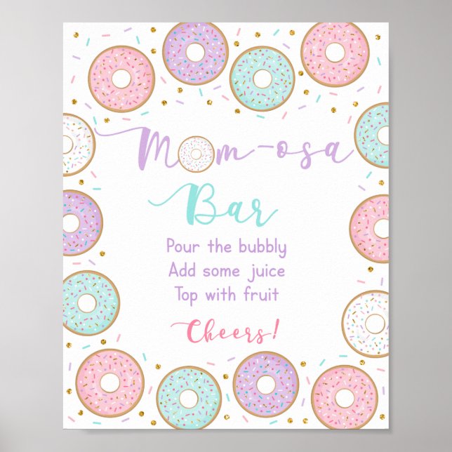 Poster Panneau de la barre Mimosa Donut Pink Gold Pastel  (Devant)