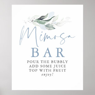 Poster Panneau de la barre Mimosa Feuille Dusty Blue Gree