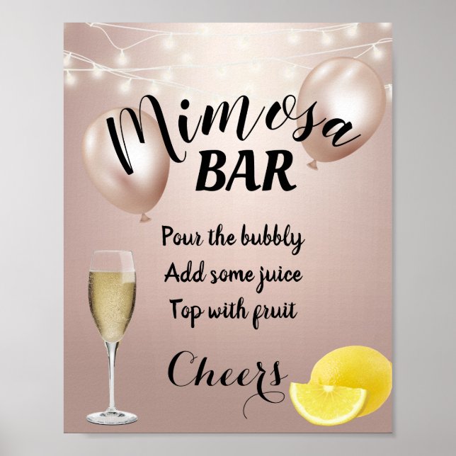 Poster Panneau de la barre Mimosa Gold Rose moderne (Devant)
