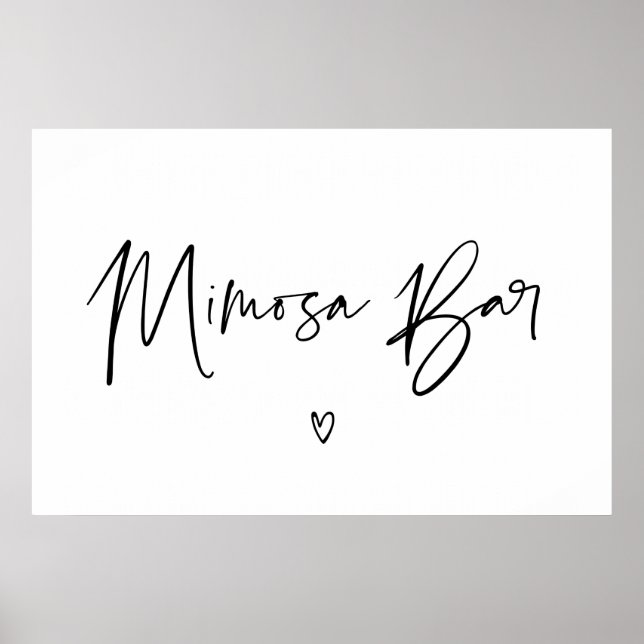 Poster Panneau de la barre Mimosa Mariage noir et blanc (Devant)