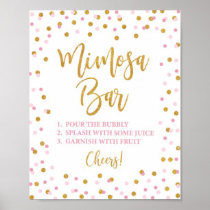 Poster Panneau de la barre Mimosa Parties scintillant ros