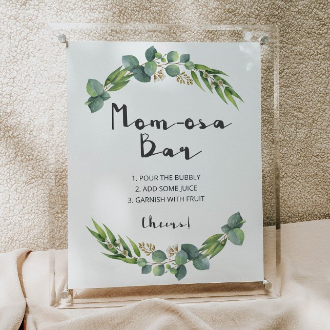 Poster Panneau de la barre Momosa du Baby shower botaniqu (Créateur téléchargé)