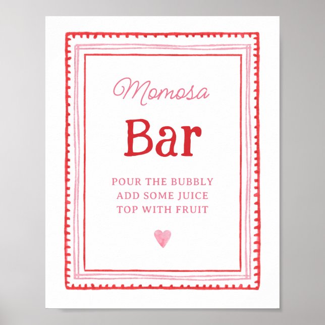 Poster Panneau de la barre Momosa du Coeur rose et rouge (Devant)