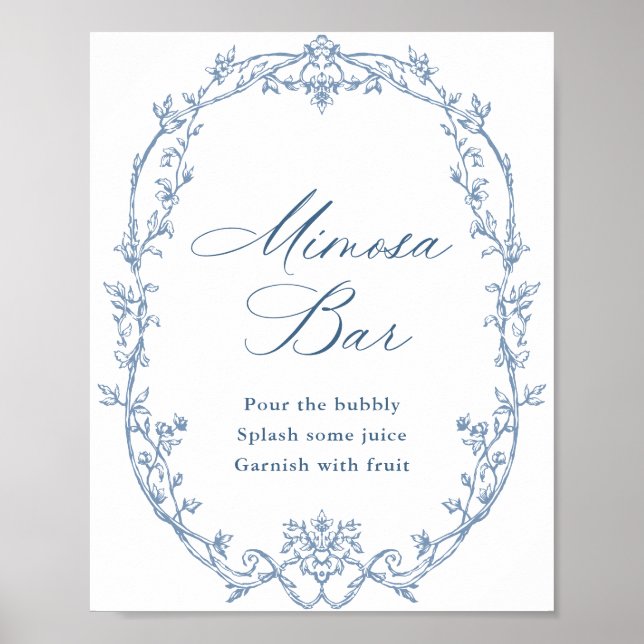 Poster Panneau de la barre Mosaïque Bleue Mimosa Ornée Vi (Devant)