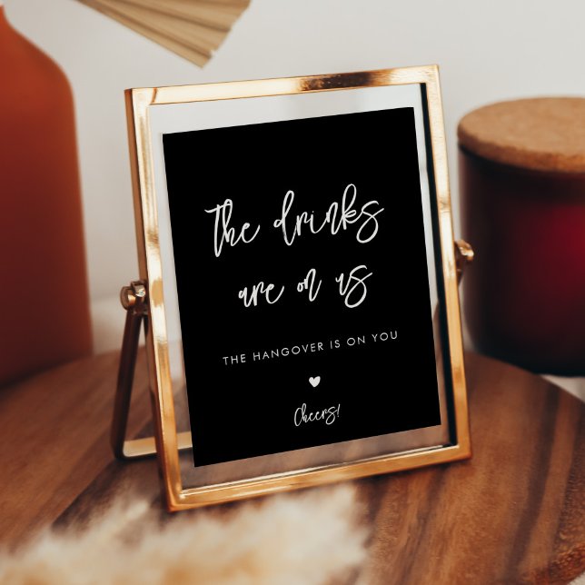 Poster Panneau de la barre ouverte du mariage noir contem (Créateur téléchargé)