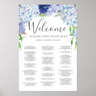 Poster Panneau de la carte Mariage Blue Hydrangea