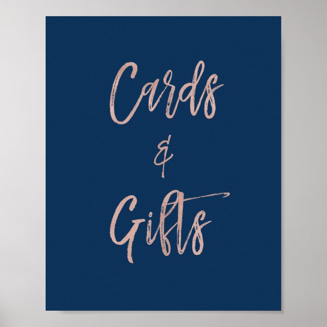 Poster Panneau de la carte marine et Rose Gold Glam Carte (Devant)