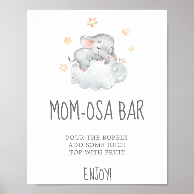 Poster Panneau de la petite fille éléphante Baby shower M (Devant)