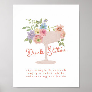 Poster Panneau de la Station de Boissons pour une Mariée 