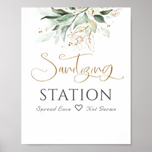 Poster Panneau de la station de désinfection Feuillage de