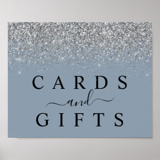 Poster Panneau de la table Bleu et Argent Dusty