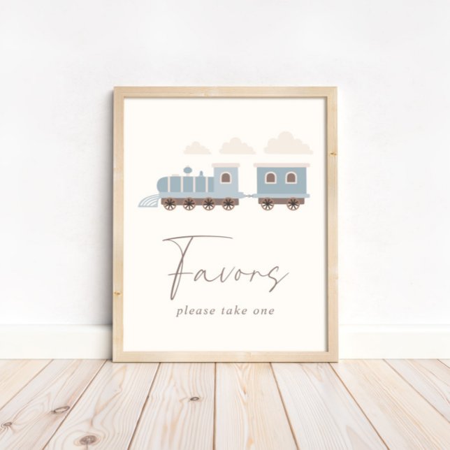 Poster Panneau de la table Blue Boys Train Anniversaire F (This adorable dusty blue favor sign is available for print and digital download!)
