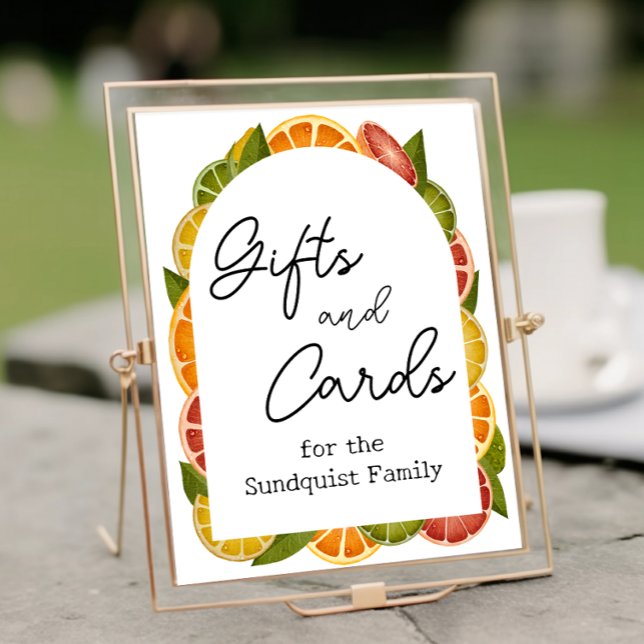 Poster Panneau de la table cadeau Baby shower Citrus (Créateur téléchargé)