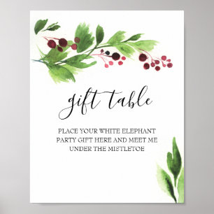 Poster Panneau de la table cadeau de Noël