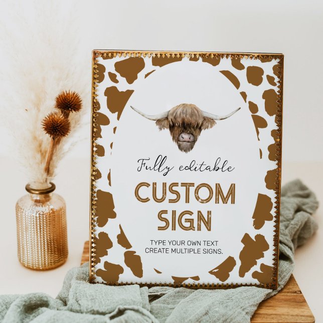 Poster Panneau de la table d'anniversaire de la vache Hig (Créateur téléchargé)