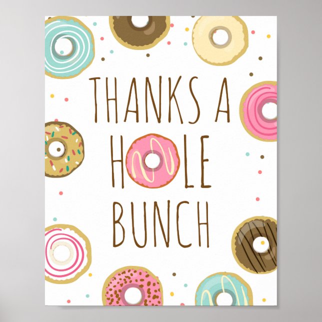 Poster Panneau de la table d'anniversaire Donut Merci à u (Devant)