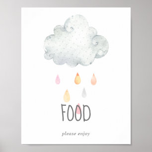 Poster Panneau de la table de Baby shower de nuage de plu