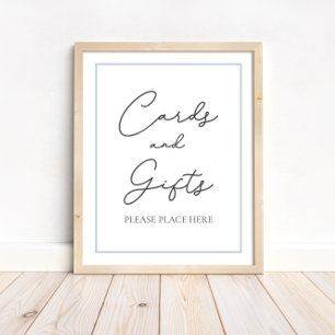 Poster Panneau de la table de Baby shower des cartes bleu