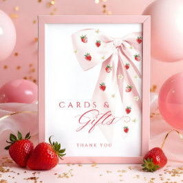 Poster Panneau de la table de Baby shower des fraises Car