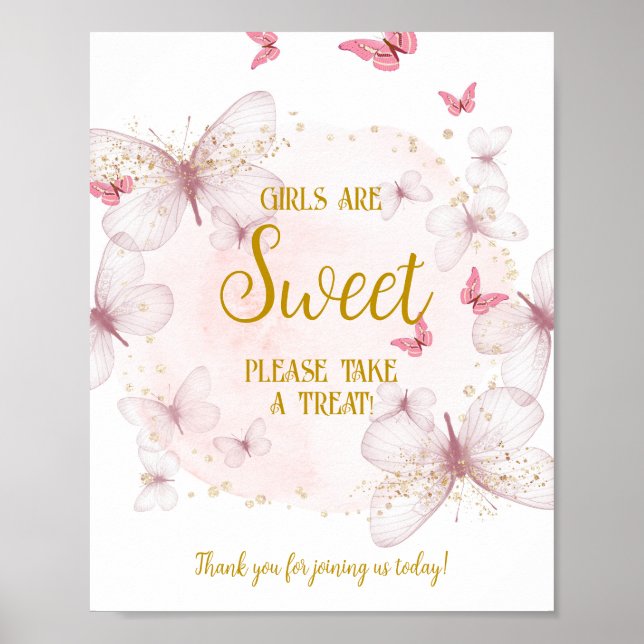 Poster Panneau de la table de dessert Baby shower fille r (Devant)