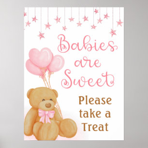 Poster Panneau de la table de dessert Baby shower rose Te