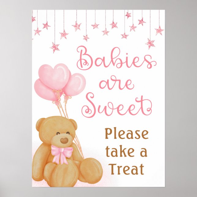 Poster Panneau de la table de dessert Baby shower rose Te (Devant)