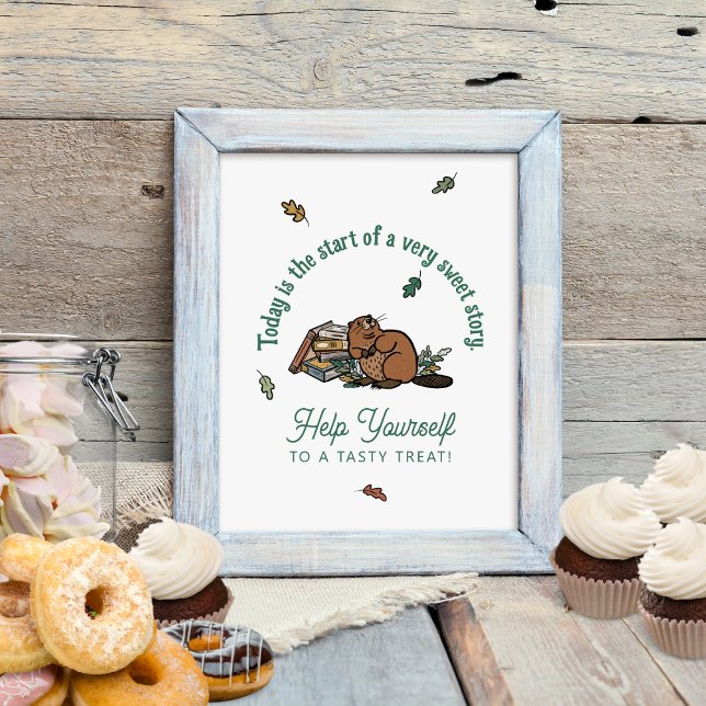 Poster Panneau de la table de dessert du Baby shower du l (Woodland Baby Shower Dessert Table Sign)