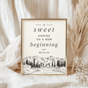 Poster Panneau de la table de dessert Mariage d'esquisse 