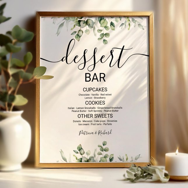 Poster Panneau de la table de dessert Mariage verdoyante (Créateur téléchargé)