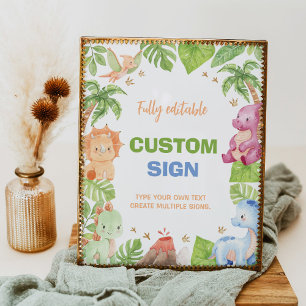 Poster Panneau de la table de fête d'anniversaire de Dino