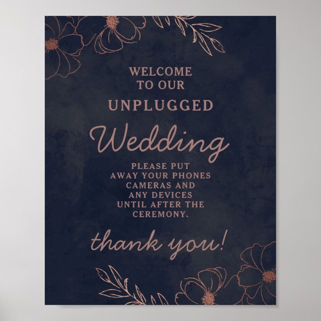 Poster Panneau de la table de Mariage débranché bleu mari (Devant)